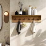 Wall Mount Coat Rack with Shelf - 31.5"x5.5"x8", 6 Hooks & 110LBS Capacity (Natural) - Image 9