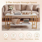 2-Tier Modern Coffee Table with Open Storage Shelf for Living Room & Robot Vacuum Friendly - Image 7