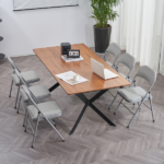 Same Code 31709558 6pcs Elegant Foldable Iron & PVC Chairs for Convention & Exhibition Gray - Image 47
