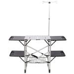 Foldable Aluminum Camping Kitchen Table Heat Resistant Tabletop Detachable Lamper , 4 Foldable Side Trays Mesh Storage Rack Hanging Hooks 154lbs Load Capacity with Carry Handle for Camp Tailgate RV Picnic--Silver - Image 4