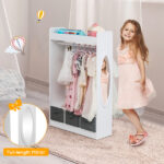 Kids Costume Organizer Costume Rack Kids Armoire Open Hanging Armoire Closet with Mirror-WHITE - Image 22