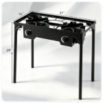  2 Burner Propane Stove 160000 BTU Black Metal Outdoor Propane Burner Stove Adjustable Heat Control, Max 440 LBS Load Heavy-Duty Camping Gas Stove for Stir-Fry Soup Barbecue Picnic Parties - Image 7