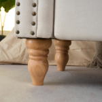 Storage Ottoman Bench, Fabric Benches End of Bed Bench with Solid Wood Legs Upholstered Ottoman Bench with Storage Indoor Bench for Living Room with Rolled Arm, Entryway, Beige - Image 9