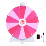 24" Spinning Prize Wheel with Foldable Stand Stand-Up & Tabletop Fortune Wheel - Pink