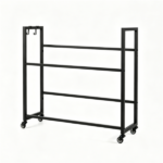 2-Tier Rolling Beer Crate Storage Rack with Hooks, Adjustable Tilt Mobile Metal Drink Organizer Cart Heavy Duty for Garage Pantry Party - Image 6