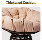 38" Ergonomic Swivel Wicker Papasan Chair with Thick Tufted Cushions, 360 Degree Rotatable Chairs for Living Room Bedroom Reading Room, Beige Cushion - Image 8