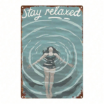CIFbuy Vintage Tin Sign Women Swimming Relaxation 8x12 Inch Distressed Metal Plaque Motivational Wall Decor For Home Office Gym Bedroom TikTok, TikTok, Self-pickup Logiopics