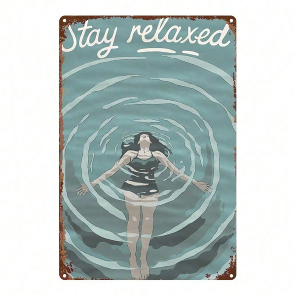 CIFbuy Vintage Tin Sign Women Swimming Relaxation 8x12 Inch Distressed Metal Plaque Motivational Wall Decor For Home Office Gym Bedroom TikTok, TikTok, Self-pickup Logiopics
