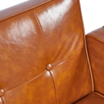 Modern PU Leather Futon Sofa with Tufted Backrest, Adjustable Reclining Couch with Wood & Metal Legs, Mid-Century Style Sofa for Living Room - Image 14