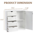 White MDF with paint finish + melamine veneer on particleboard, vertical stripes, 80*30*80cm, 4 drawers, 1 door, bathroom vanity - Image 3