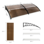 Same Code 82632470 80*38in Household Application Door & Window Rain Cover Eaves Brown Board & Black Holder - Image 17
