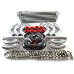 Universal 12 pcs 2.5' Black Coupler+ Chrome Piping+Intercooler Kit+T-Bolt Clamps Silver