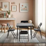 Folding Stool with Round Seat, Black Metal Frame, Portable Space-Saving Design (Shipment from Walmart) - Image 13