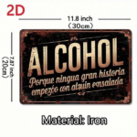 CIFbuy Vintage Spanish Alcohol Metal Wall Sign, Funny Retro Iron Bar Art, Alcohol Begins With Salad, Home Cafe Office Decor, Wine Beer TikTok, TikTok, ol Begins With Salad, Home Cafe Office Decor Self-pickup Logiopics - Image 8