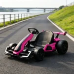 Pink 24V Electric Go Kart, 7.5 MPH, Adjustable Seat, Safe Slow Start for Kids