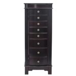 Jewelry Armoire with Mirror, 8 Drawers & 16 Necklace Hooks, 2 Side Swing Doors(Brown) - Image 2