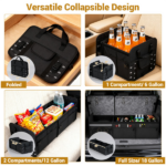 Car Trunk Organizer with Insulated Leakproof Cooler Bag, Large Capacity Foldable Storage Box with Adjustable Dividers & Straps - Image 10