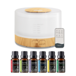 500ml Aromatherapy Essential Oil Diffuser Set with 6 Therapeutic Oils, 7 Color Changing LED Lights, Ultrasonic Cool Mist, Auto Shut-Off, Quiet Operation Perfect for Home, Bedroom, Yoga
