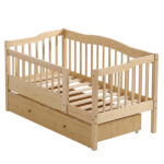 Vertical Fence Wood Painted Pine Toddler Bed with Bottom Drawer and Side Car Bed - Image 7