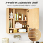 2 in 1 Mirrored Bathroom Wall Cabinet, Space-Saving Medicine Cabinet with Hidden Storage & Shelves - Natural - Image 12