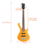 Do Not Sell on Amazon GW101 36in Small Scale Electric Bass Guitar Suit With Mahogany Body SS Pickups, Guitar Bag, Strap, Cable Transparent Yellow - Image 2