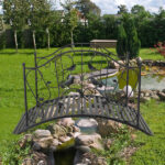 119*67*71cm Courtyard With Bird Pattern Arched Handrail Courtyard Iron Bridge Black - Image 14