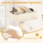 44" Multi-Level Cat Tree with Spacious Top Perch, 2-Door Condo & Hammock for Indoor Cats -Beige - Image 9