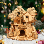 3D Wooden PuzzleTree House Handmade Crafts Assembly Model Kits Creative Decoration Birthday and Christmas Gifts