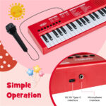 Red 37 Keys Kids Electronic Keyboard with Microphone, 8 Tones & 8 Rhythms Piano Toy for Ages 3+ - Image 8