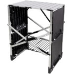 Foldable Aluminum Camping Kitchen Table Heat Resistant Tabletop Detachable Lamper , 4 Foldable Side Trays Mesh Storage Rack Hanging Hooks 154lbs Load Capacity with Carry Handle for Camp Tailgate RV Picnic--Silver - Image 6
