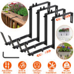 Adjustable Heavy-Duty Iron Planter Bracket | 6.1-11.6" Extendable Tray + 2.36-6.9" Two-Level Adjustable Hook