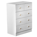25.98"*15.75"*35.83"(L*W*H) 4-Tier 5-Drawer Cabinet Drawer Dresser with Gold Handles White - Image 3