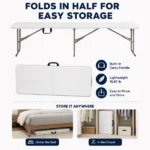 6 ft Portable Folding Bench, HDPE Plastic Indoor Outdoor Seat with Steel Frame, White, 1 Pack (Shipment from Walmart) - Image 3