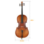 Full Side 4/4 Matte Natural Color Spruce Panel Cello with Bag Bow Rosin Bridge Strings - Image 3