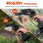 3-in-1 Cordless Electric Pole Saw & Mini Chainsaw & Grass Trimmer Kit with Adjustable Length 2Pcs 21V 1500mAh Batteries 4in/6in Chains Saw Rotatable Head, Safety Switch + Gloves/Goggle for Yard/Garden - Image 4