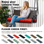 Outdoor Bench Cushion, 60 × 20 × 4 Inch, Tufted Waterproof Swing Cushion with Ties, for Patio Bench or Window Seat - Image 6