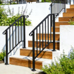 [Same Code 55022277 82359152]Artisasset Matte Black Outdoor 2-Step Iron Handrail - Image 16
