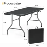 6 ft Rectangular Black Plastic Folding (Shipment from Walmart) - Image 3