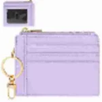 Pink minimalist ultra-thin mini wallet, artificial soft leather bank card bag, comes with a wrist strap, lanyard, and keychain, and is a portable small wallet for commuting and shopping - Image 5
