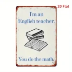 CIFbuy English Teacher Vintage Metal Sign Teaching Phrases Iron Wall Decor Home Cafe Garage Ideal Educator Gift (TikTok, temu pick-up service)
