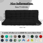 Outdoor Swing Cushions 70 Inch, Waterproof 4" Thick Porch Swing Cushion Replacement with Backrest and Ties, Comfortable 2-3 Seat Pation Swing Pad for Backyard, Garden, Lawn, Outdoor Furniture black - Image 3