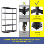 5-Tier Adjustable Storage Shelves for Garage, Capable of Holding 2000LBS - Heavy-Duty Metal Utility Rack Shelf Unit, Ideal for Warehouse, Pantry, Closet, & Kitchen - Image 10
