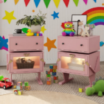 20.7" Wide Pink Robot LED Nightstand with 360° Rotating Drawer - Modern End Table - Image 12