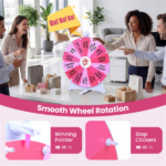 24" Spinning Prize Wheel with Foldable Stand Stand-Up & Tabletop Fortune Wheel - Pink - Image 8
