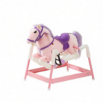 ddler Pink Spring Ride-On Horse – Plush Rocking Horse with Sounds & Foot Stirrups, for Kids 3-8Years - Image 2