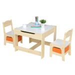 Children's Wooden Table And Chair Set With Two Storage Bags (One Table And Two Chairs) - Image 46
