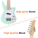Do Not Sell on Amazon 30in Maple Fingerboard Mini Electric Guitar Kit with 5W Amplifier Bag String Shoulder Strap Plectrum Cord Wrench Tool Light Green - Image 14