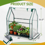 Mini Greenhouse with PE Cover, Indoor Outdoor Plant Gardening Green House for Garden Backyard, 36*18*33in, White - Image 25