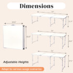 180 x 60 x 70cm Aluminum Alloy Folding Table White - Image 5