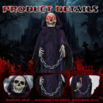 6ft Halloween Decorations Outdoor Life Size Animatronics Grim Reaper with Chain, Sound-Actived Party Decor with Creepy Sound , Scary Haunted House Props for Garden Yard Lawn - Image 5